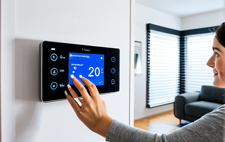 Smart Home Automation**

"A brightly lit, modern living room showcasing smart home technology. A woman in comfortable, modest clothing adjusts a smart thermostat on the wall. In the background, automated blinds are closing, and the lights are dimming slightly. Perfect anatomy, correct proportions, well-formed hands, natural pose. Safe for work, appropriate content, fully clothed, family-friendly, professional photography, high quality."

**