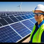 Home 20 에너지관리 직업군 커리어 패스 설계 - **Prompt: Renewable Energy Pioneer**
A highly skilled engineer, a woman in her late 30s with a d...