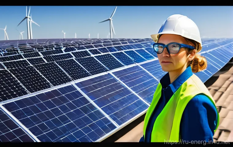 에너지관리 직업군 커리어 패스 설계 - **Prompt: Renewable Energy Pioneer**
A highly skilled engineer, a woman in her late 30s with a d...